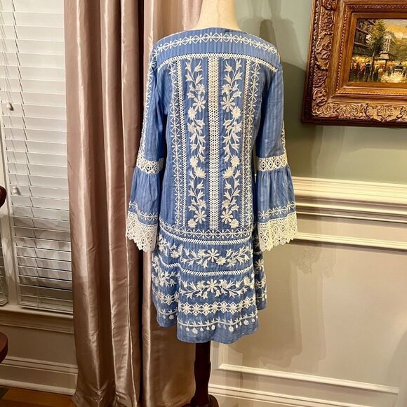 $498 EUC Tory Burch Gabriella Blue White Embroidered Dress Size 2 Perfect - Picture 10 of 10